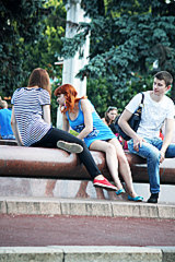 Look up skirt of redhead chick